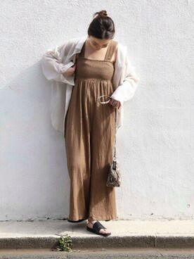 「FREAK'S STORE（フリークスストア）のアイテム（つなぎ/オールインワン）」を使った、MATSUURAさん（レディース・162cm）の春コーディネート