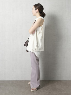 「PUBLUX（パブリュクス）のアイテム（スラックス）」を使った、MATSUURAさん（レディース・162cm）の夏コーディネート