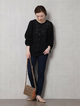 「透かし編みニット」｜「アイテム（その他アウター）」を使った、MATSUURAさん（レディース・162cm）の春コーディネート