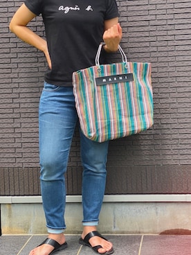 「MARNI（マルニ）のアイテム（バッグ、グリーン系）」を使った、RIONさん（レディース・157cm）の春コーディネート