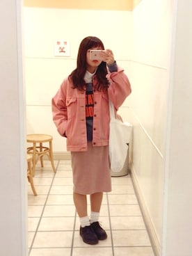 「スプリングSENSEOFPLACE」｜「アイテム（デニムジャケット）」を使った、なっちゃんさん（レディース・155cm）の春コーディネート