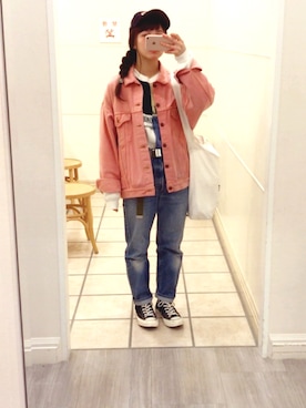 「三つ編み×帽子」｜なっちゃんさん（レディース・155cm）の春コーディネート