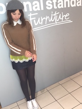 「DHOLIC（ディーホリック）のアイテム（ハンチング/ベレー帽）」を使った、ていぴさん（レディース・163cm）の冬コーディネート