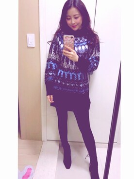 「Lavinのアイテム」を使った、황자현さん（レディース・162cm）の冬コーディネート