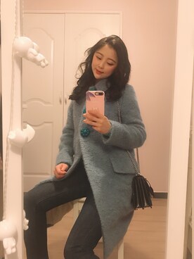「miu miu（ミュウミュウ）のアイテム（ジャケット/アウター）」を使った、황자현さん（レディース・162cm）の冬コーディネート