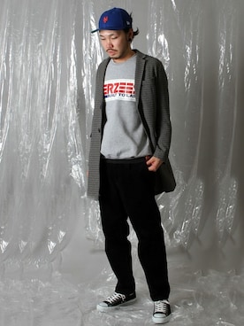 「JERZEES（ジャージーズ）のアイテム（スウェット）」を使った、KAZUさんさん（メンズ・179cm）の冬コーディネート