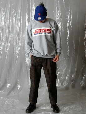 「JERZEES（ジャージーズ）のアイテム（スウェット）」を使った、KAZUさんさん（メンズ・179cm）の冬コーディネート