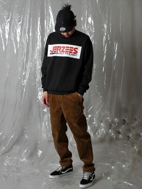 「JERZEES（ジャージーズ）のアイテム（スウェット）」を使った、KAZUさんさん（メンズ・179cm）の冬コーディネート
