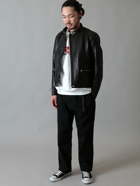 「JERZEES（ジャージーズ）のアイテム（スウェット）」を使った、KAZUさんさん（メンズ・179cm）の冬コーディネート