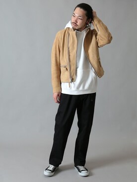 「JERZEES（ジャージーズ）のアイテム」を使った、KAZUさんさん（メンズ・179cm）の冬コーディネート