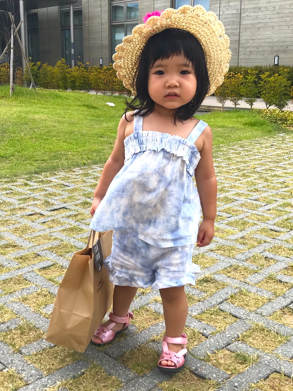 「おんなのこコーデ、夏、90cm、ベビーコーデ、ザラベビー、西松屋、1歳」｜「ZARAのアイテム（キャミソール、ブルー系）」を使った、mya-vvvさん（キッズ・90cm）の夏コーディネートの1枚目の写真