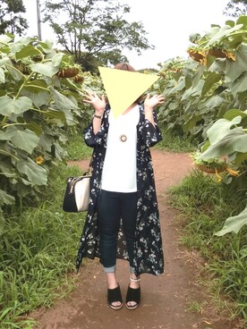 「ひまわり」｜「アイテム（その他アウター）」を使った、M a a t aさん（レディース・154cm）の夏コーディネート