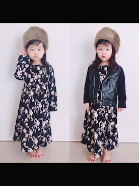 「UNIQLO（ユニクロ）のアイテム（ライダースジャケット）」を使った、こまちときすけさん（キッズ・100cm）の冬コーディネート