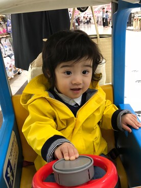 「PETIT BATEAU（プチバトー）のアイテム（ナイロンジャケット）」を使った、eri.ayaさん（キッズ・80cm）の秋コーディネート