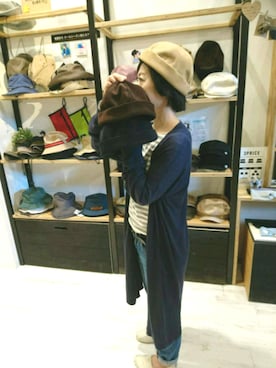 「14+（イチヨンプラス）のアイテム（帽子）」を使った、14+ イオンモールつくば店 スタッフさん（レディース・160cm）の秋コーディネート