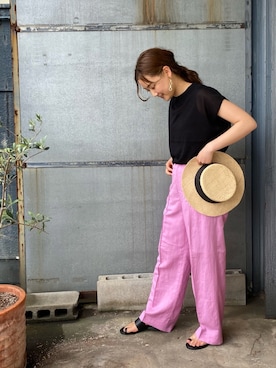 「KBF+（ケービーエフプラス）のアイテム（パンツ）」を使った、nanaseさん（レディース・158cm）の夏コーディネート