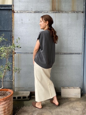 「ITEMS URBANRESEARCH（アイテムズ アーバンリサーチ）のアイテム（ベスト）」を使った、nanaseさん（レディース・158cm）の夏コーディネート
