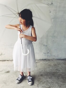 「NET（ネット）のアイテム（ワンピース/ドレス）」を使った、Niniさん（キッズ・130cm）の秋コーディネート
