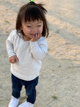 「GAP（ギャップ）の1969 マイ ファースト レギンス ジーンズ (ベビー)（デニムパンツ）」を使った、komaさん（キッズ・80cm）の春コーディネート