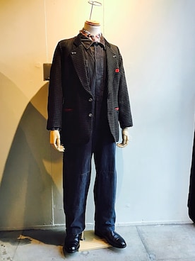 「ネルシャツ」｜「アイテム（つなぎ/オールインワン）」を使った、AWASEさん（メンズ・170cm）の冬コーディネート