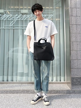 「アイテム（トートバッグ）」を使った、Diamond Laylaさん（メンズ・188cm）の春コーディネート