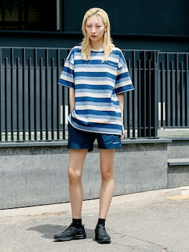 「ボーダーTシャツ」｜Diamond Laylaさん（レディース・175cm）の夏コーディネート