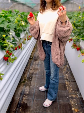 「イチゴ狩り」｜「アイテム（ジャケット/アウター）」を使った、chan7さん（レディース・157cm）の冬コーディネート