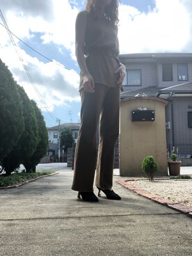 「MOUSSY（マウジー）のCUT FLARE PANTS（その他パンツ、ホワイト系）」を使った、chan7さん（レディース・157cm）の冬コーディネート
