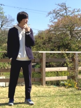 「パーカー 白」｜ambi_さん（メンズ・177cm）の春コーディネート