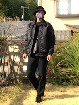 「プラスJ」｜「アイテム（MA-1）」を使った、ambi_さん（メンズ・177cm）の冬コーディネート