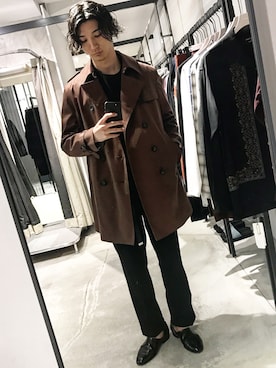 「UNITED TOKYO（ユナイテッドトウキョウ）のアイテム（トレンチコート）」を使った、unitedtokyo__ikeさん（メンズ・177cm）の秋コーディネート
