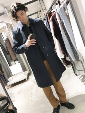 「UNITED TOKYO（ユナイテッドトウキョウ）のアイテム（ステンカラーコート）」を使った、unitedtokyo__ikeさん（メンズ・177cm）の秋コーディネート