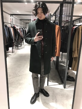 「UNITED TOKYO（ユナイテッドトウキョウ）のアイテム（ステンカラーコート）」を使った、unitedtokyo__ikeさん（メンズ・177cm）の秋コーディネート