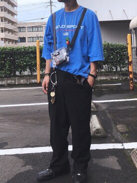 「MYne（マイン）のアイテム（バッグ）」を使った、ナヲさん（メンズ・177cm）の秋コーディネート