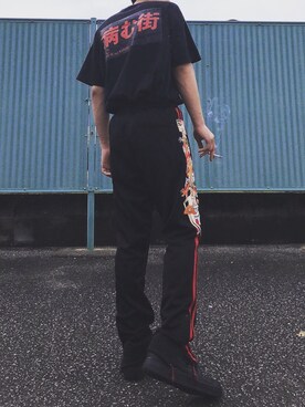 「doublet（ダブレット）のアイテム（Tシャツ/カットソー、ブラック系）」を使った、ナヲさん（メンズ・177cm）の秋コーディネート