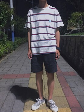 「アイテム（その他シューズ、ホワイト系）」を使った、一甲二乙さん（メンズ・160cm）の秋コーディネート