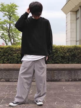 「H&M（エイチ・アンド・エム）のアイテム（Tシャツ/カットソー、ホワイト系）」を使った、kenshiさん（メンズ・171cm）の春コーディネート