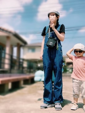 「BIG MAC（ビッグマック）のアイテム（オールインワン・サロペット）」を使った、✯asaさん（レディース・156cm）の夏コーディネート