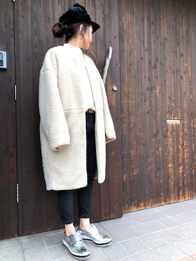 「SHEL’TTER（シェルター）のアイテム（ジャケット/アウター）」を使った、Eriicaさん（レディース・158cm）の冬コーディネート
