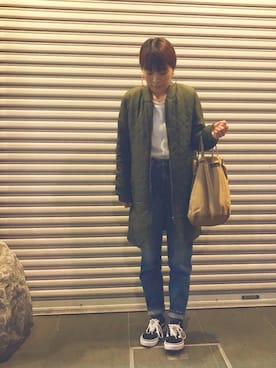 「niko and...（ニコアンド）のアイテム（MA-1）」を使った、.Kさん（レディース・156cm）の冬コーディネート