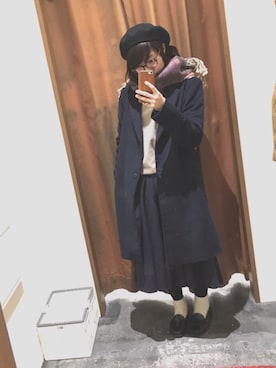 「ニコアンド」｜「アイテム（チェスターコート）」を使った、ゆうさん（レディース・156cm）の冬コーディネート