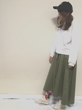 「ゆるゆる」｜「アイテム（キャップ）」を使った、ゆうさん（レディース・156cm）の春コーディネート
