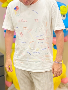 「JUNRED（ジュンレッド）のアイテム（チノパンツ）」を使った、ぎんすけさん（メンズ・165cm）の夏コーディネート