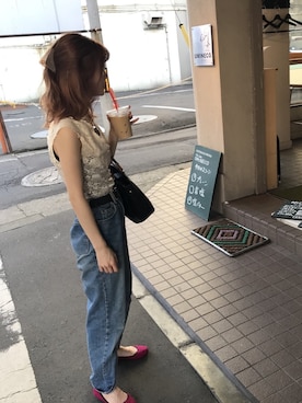 「OZOC（オゾック）のアイテム（トートバッグ）」を使った、さやかさん（レディース・160cm）の秋コーディネート