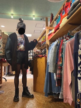 「Dr. Martens（ドクターマーチン）のDr.ﾏｰﾁﾝ　1460　8ホール（ブーツ）」を使った、nさん（レディース・157cm）の冬コーディネート