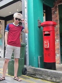 Graphiteclothing | Navy Blue & Red Contrast Polo(ポロシャツ)