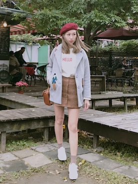 「travel」｜「アイテム（ニット/セーター）」を使った、Siu Cheukさん（レディース・170cm）の冬コーディネート