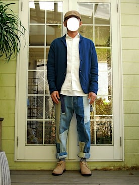 「URBAN RESEARCH（アーバンリサーチ）のアイテム（ブーツ）」を使った、カーリーさん（メンズ・174cm）の冬コーディネート