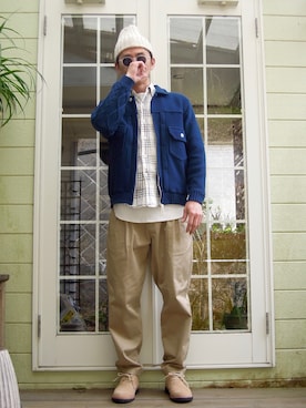「GOODENOUGH（グッドイナフ）のアイテム（ブルゾン）」を使った、カーリーさん（メンズ・174cm）の春コーディネート
