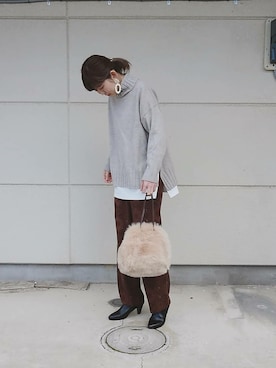 「ブラウンコーデ」｜「アイテム（ブーティ）」を使った、ゆうさん（レディース・167cm）の冬コーディネート